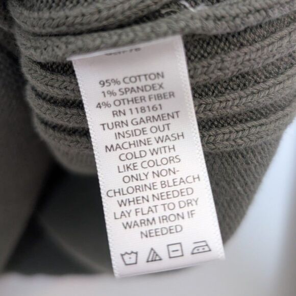 Olive Green Ribbed Mock Turtle Neck Cotton Sweater Women's Size XL Denim & Co - Picture 9 of 9